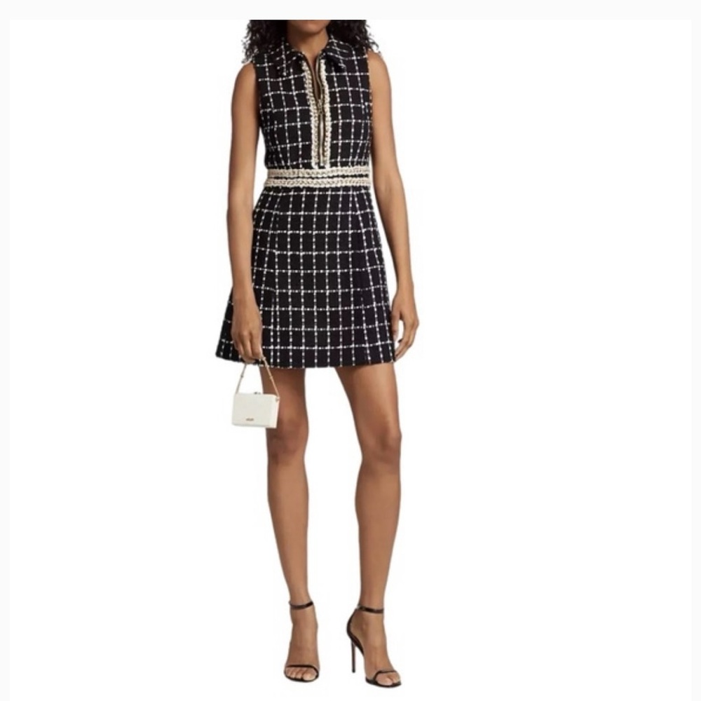 Alice + Olivia Plaid Mini Dress in Black and White